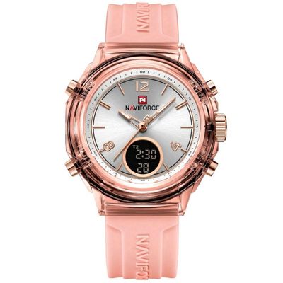 Relógio Feminino Display Duplo Design Fashion Retro De Quartzo Mostrador Redondo Luminoso Rosa