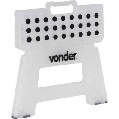 Banqueta Plástica Dobrável Multiuso Vonder 22cm Capacidade 150kg Com Alça Branca