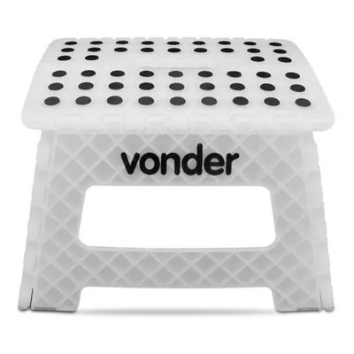 Banqueta Plástica Dobrável Multiuso Vonder 22cm Capacidade 150kg Com Alça Branca
