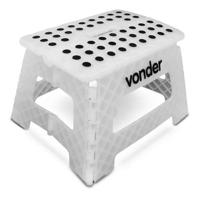 Banqueta Plástica Dobrável Multiuso Vonder 22cm Capacidade 150kg Com Alça Branca
