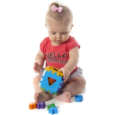 Brinquedo Educativo De Encaixar 1 Ano Cubo Didático Kendy