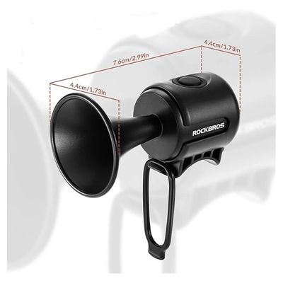 BUZINA BIKE ELETRONICA PREMIUM MINI CORNETA PRETA ROCKBROSS