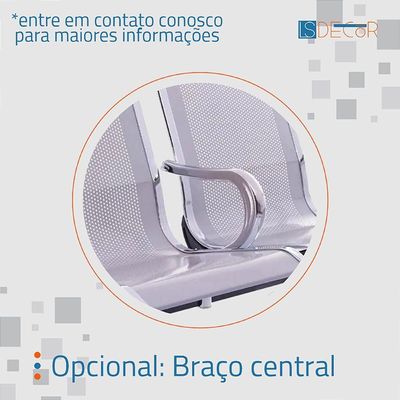 Cadeira Longarina Sem Estofado Cromada 4 Lugares