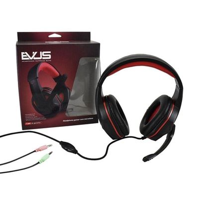 Fone De Ouvido Evus Pc Gamer F-02 P2 Preto/Vermelho