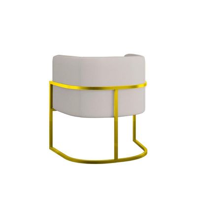 Cadeira Poltrona Lua Corino Base De Metal Dourada Reforçada Bege