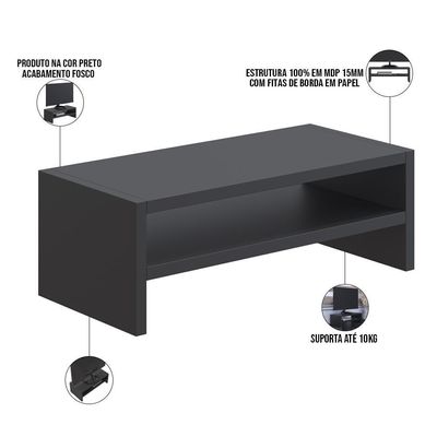 Kit 04 Suportes Para Monitor Stand Home Office Lap 63 Cm L03 Preto - Lyam