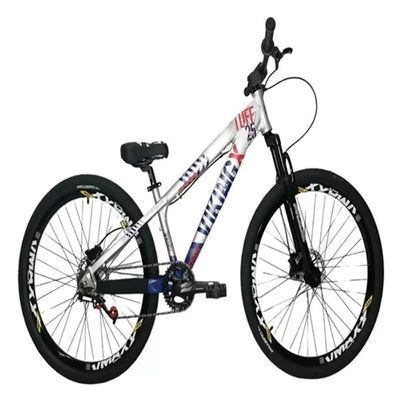 Vikingx Tuff 25 Prata Azul Whelling Single Freio Hidraulico Vmaxx Liso Com Suspenão Mecanica