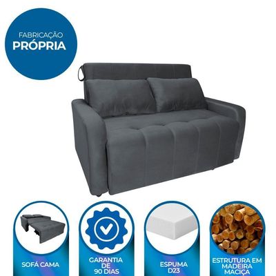 Sofá Cama Para Sala De Estar Amora New Veludo Matrix - Chumbo Chumbo