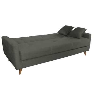 Sofá Cama Casal Reclinável Com Baú Pamela - Veludo Chumbo
