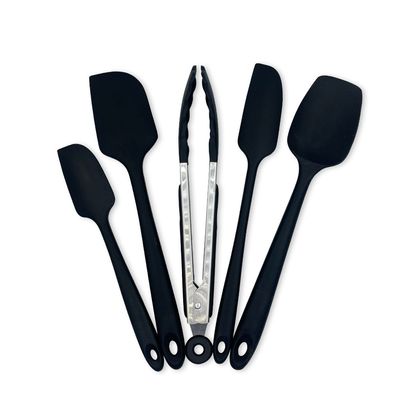 WE DROP - Conjunto De Espátulas E Pegador Em Silicone Unyhome 5 Peças - PRETO