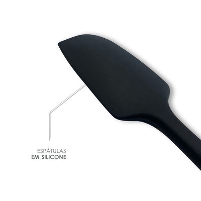 WE DROP - Conjunto De Espátulas E Pegador Em Silicone Unyhome 5 Peças - PRETO