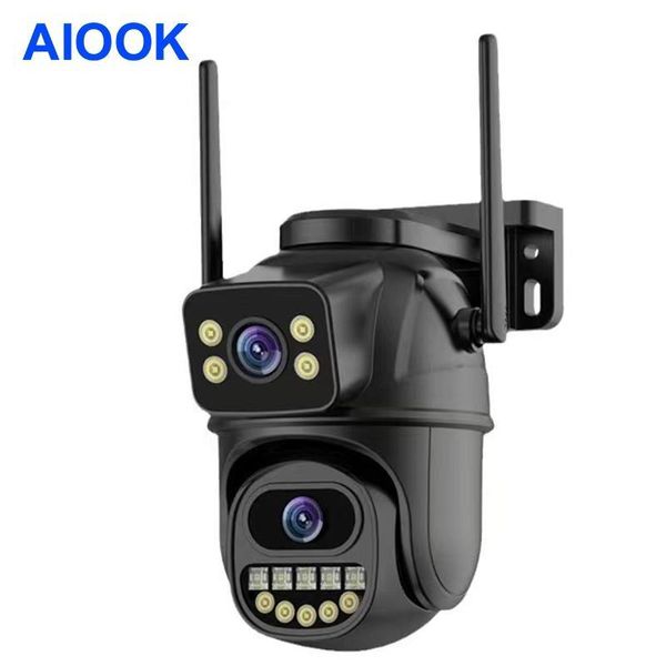 Câmera de Segurança WiFi AIOOK HD 8MP 4K com Visão Noturna Colorida Câmera CCTV / preto