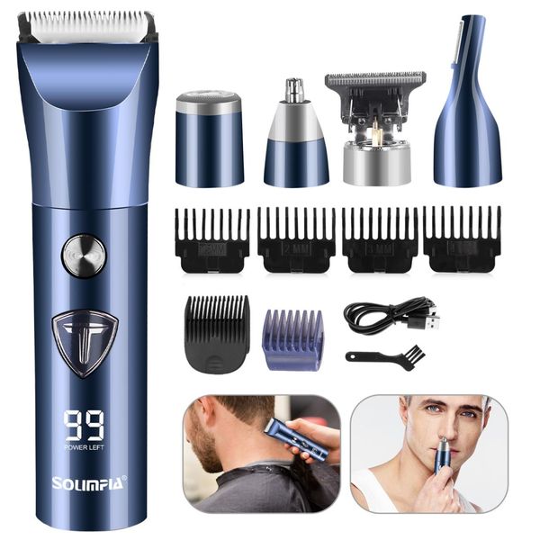 Aparador de Cabelo Sem Fio SOLIMPIA para Homens - Kit Profissional de Corte azul