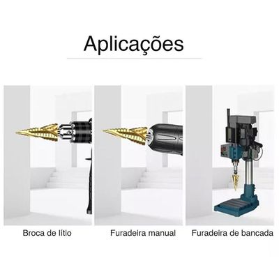 Broca Escalonada Lorben Espiral Profissional De 4 à 32 Mm Aço Rápido Titânio Gt6210