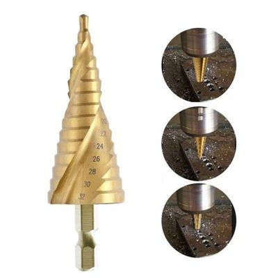Broca Escalonada Lorben Espiral Profissional De 4 à 32 Mm Aço Rápido Titânio Gt6210