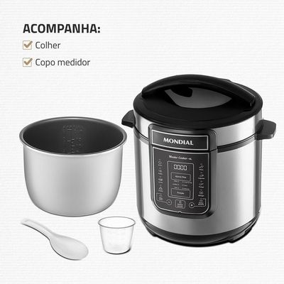 Panela De Pressão Elétrica Digital 6L Mondial Preto/inox 220V PE-60-6L-I