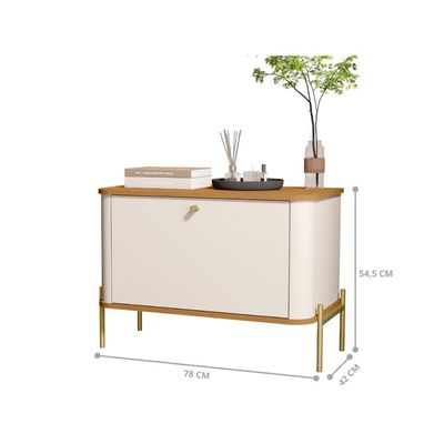 Conjunto Mesa De Cabeceira Albania Off White Nature Dourado
