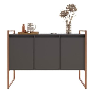 Buffet Aparador Industrial 3 Portas Para Sala De Jantar Preto Cobre