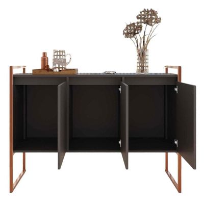 Buffet Aparador Industrial 3 Portas Para Sala De Jantar Preto Cobre