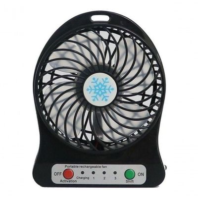 Mini Ventilador Portátil Com Bateria Recarregável 3 Velocidades - C/ Baterria Preto