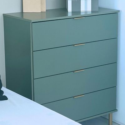 Comoda 80 Cm 4 Gavetas Pes Madeira Dm242 Verde Oliva Dtall