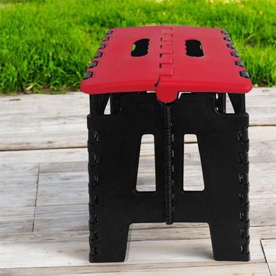 Banco Dobrável Para Camping Multiuso Até 100kg Banqueta Plástico Vermelho