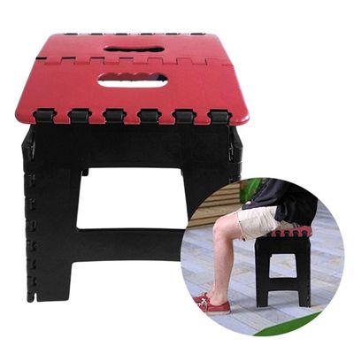 Banco Dobrável Para Camping Multiuso Até 100kg Banqueta Plástico Vermelho