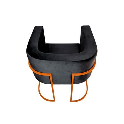 Kit 4 Poltronas Decorativa Sala De Estar Base De Ferro Cobre Veludo Preto