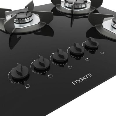 Cooktop Fogatti Safe Ferro Fundido 5 Bocas à Gás Preto Bivolt