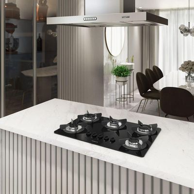 Cooktop Fogatti Safe Ferro Fundido 5 Bocas à Gás Preto Bivolt