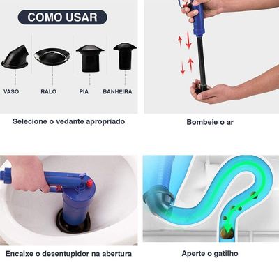 Desentupidor Manual Lorben Pistola Alta Pressão Vaso Sanitário Pia Ralo Gt6229