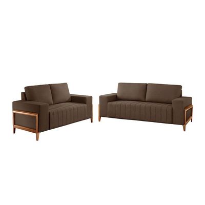 Sofá 2x3 Lugares Verona Meu Sofá Online B016 Veludo Marrom
