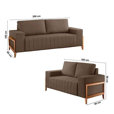 Sofá 2x3 Lugares Verona Meu Sofá Online B016 Veludo Marrom