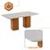 Mesa De Jantar Eloise Tampo MDF Vidro Com 6 Cadeiras Moderna Tork Off White Naturale
