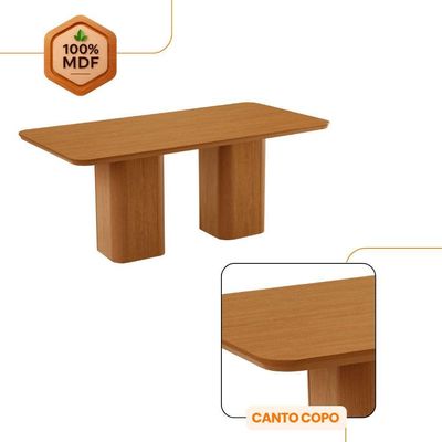 Mesa De Jantar Eloise Tampo Laminado Com 6 Cadeiras Isadora Veludo Capuccino Naturale