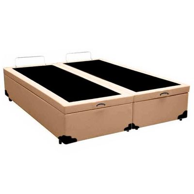 Cama Box Baú King Bipartido Sintético Serene Bege 192x203x44