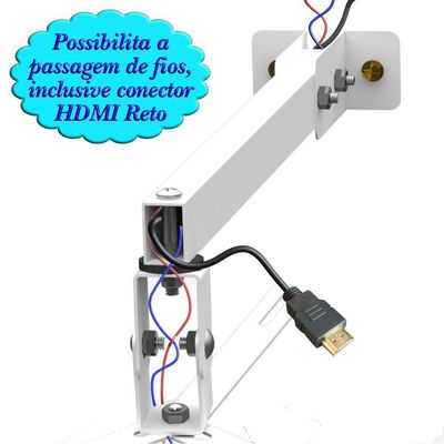 Suporte Projetor Datashow Mini Led Parede Braço 100 Cm - Branco