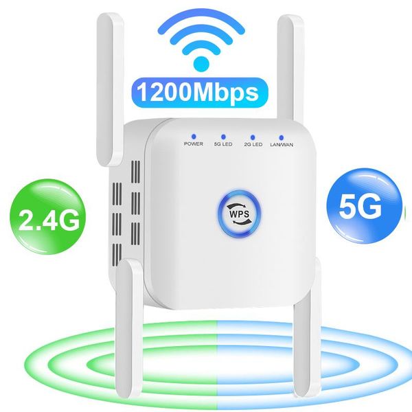 Repetidor Wifi 5G Sem Fio 1200mbps Amplificador de Sinal Plug EU 5G / branco