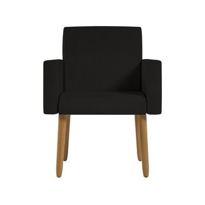 Kit 2 Poltronas Decorativa Consultorio Nina Com Puff Balaqui Cor:preto Preto