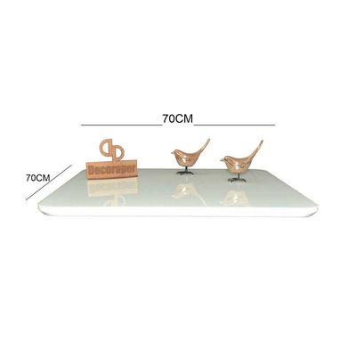 Somente Tampo Quadrado Laqueado Com Vidro 70cm Branco