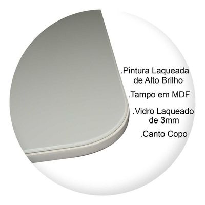 Mesa Jantar Pandora Tampo Quadrado Laca Com Vidro 110cm Off White