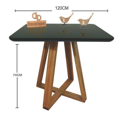 Mesa Jantar Base X Tampo Retangular Laca Com Vidro 120x70 Preto