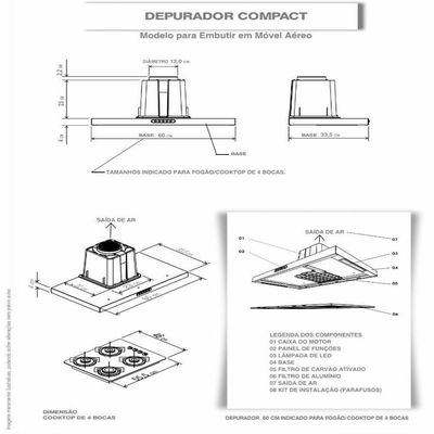 Depurador De Embutir Inox 60Cm Compact New Inox 110V 110V
