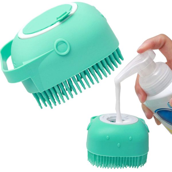 Escova de Shampoo para Cães 80ml - Escova Massageadora para Banho azul