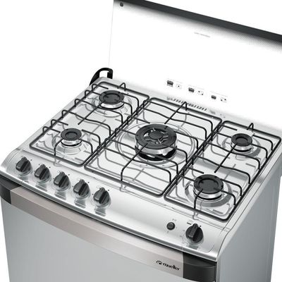 Fogão Mueller 5 Bocas Decorato Inox Com Tripla Chama Inox Bivolt