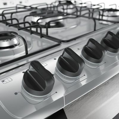 Fogão Mueller 5 Bocas Decorato Inox Com Tripla Chama Inox Bivolt