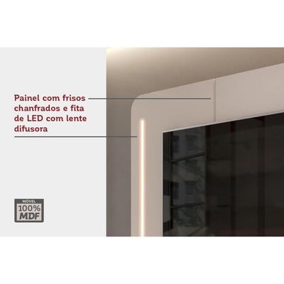 Home P- Tv Até 75 Pol Atlas Ripado C- 2 Portas 218x62cm Off White - Dj Móveis