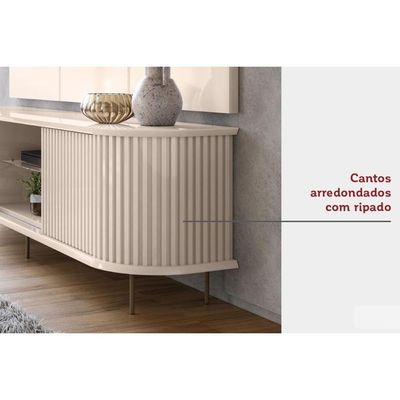Home P- Tv Até 75 Pol Atlas Ripado C- 2 Portas 218x62cm Off White - Dj Móveis