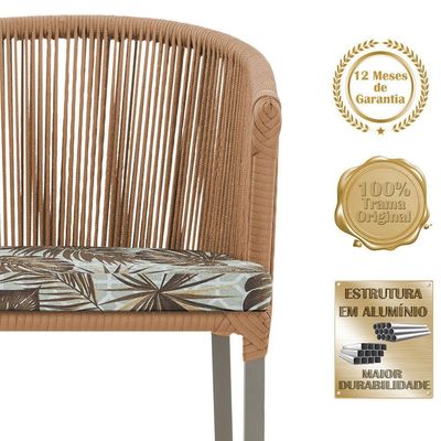 4 Cadeiras De Jantar Noronha Fendi Corda Náutica E6 Trama Terra Cota
