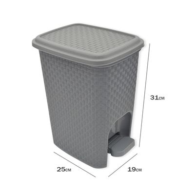 WE DROP - Lixeira com Pedal Trama Rattan 7 litros Cinza